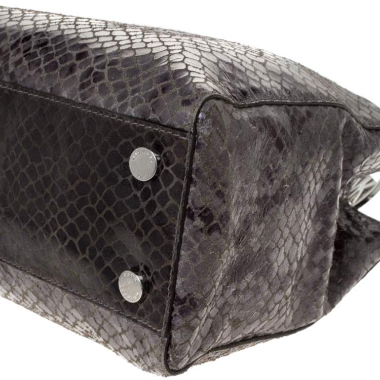 Pre Owned MICHAEL Michael Kors Grey Python Embossed Leather Satchel