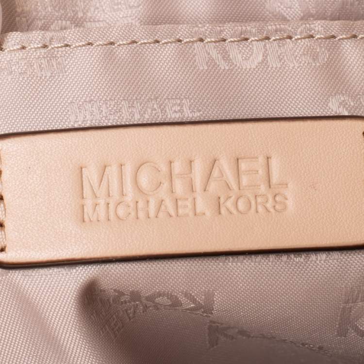 Pre Owned MICHAEL Michael Kors Gold Mirror Signature PVC and Leather Tote