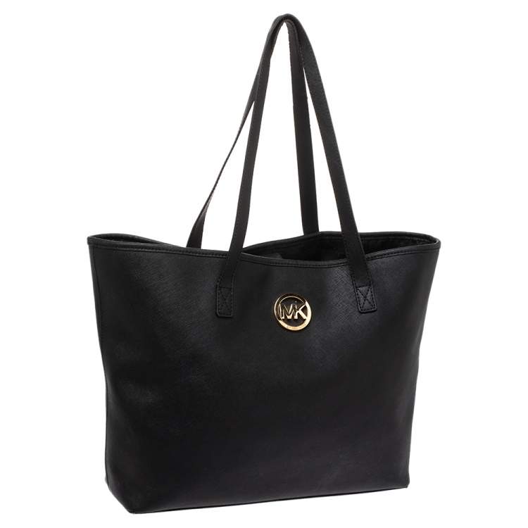 Pre Owned MICHAEL Michael Kors Black Leather Jet Set Travel Tote