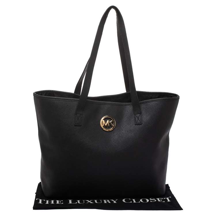 Pre Owned MICHAEL Michael Kors Black Leather Jet Set Travel Tote