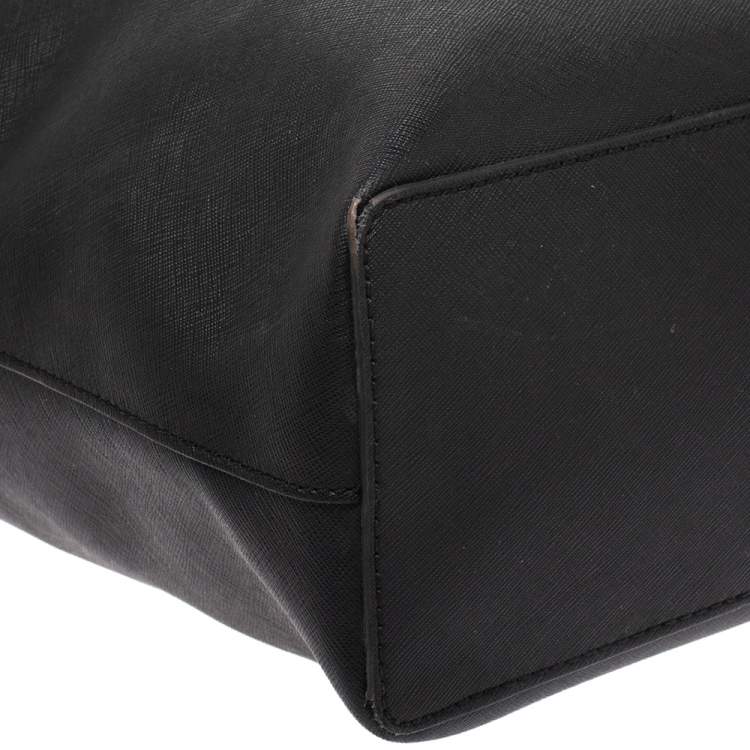 Pre Owned MICHAEL Michael Kors Black Leather Jet Set Travel Tote