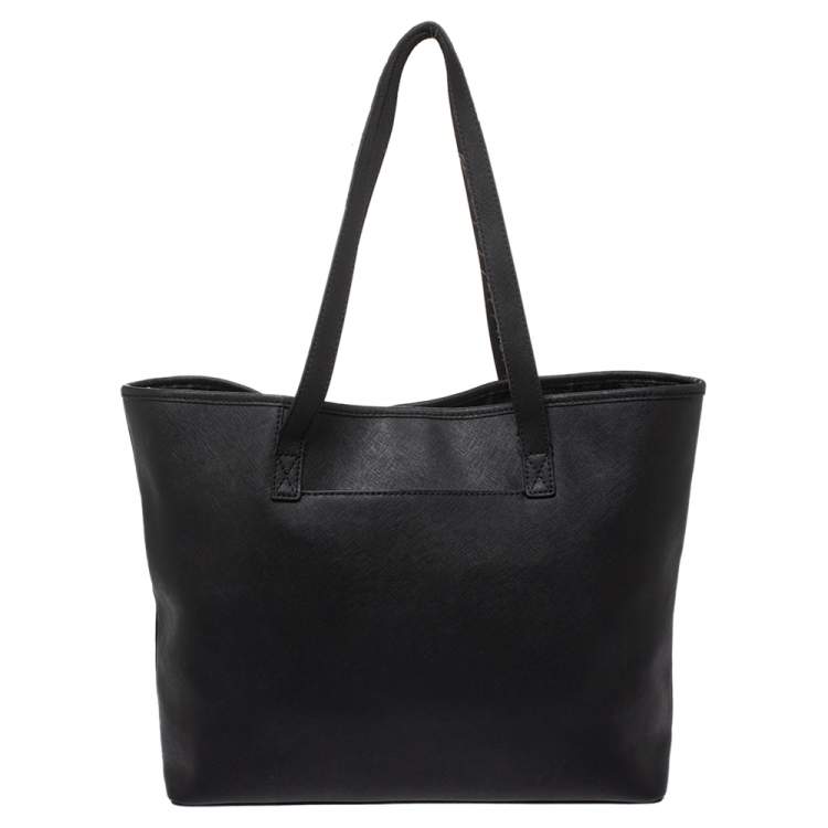 Pre Owned MICHAEL Michael Kors Black Leather Jet Set Travel Tote