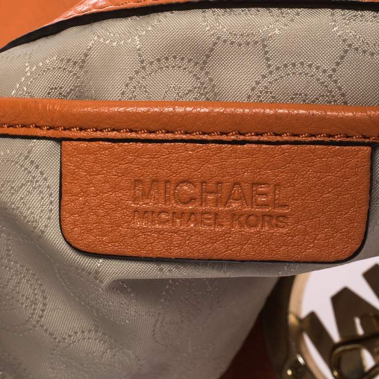 Pre Owned MICHAEL Michael Kors Orange Leather Fulton Hobo