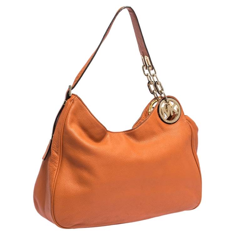 Pre Owned MICHAEL Michael Kors Orange Leather Fulton Hobo