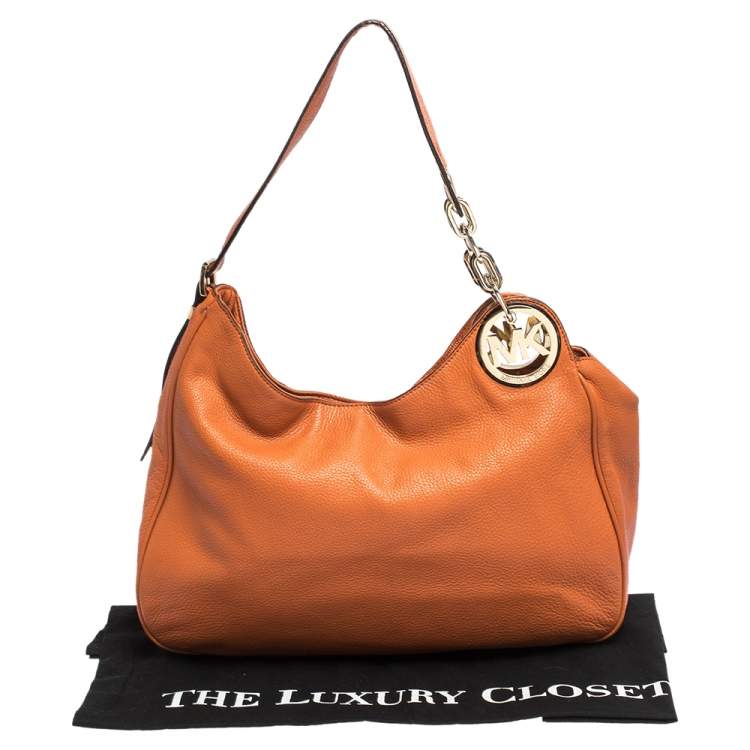 Pre Owned MICHAEL Michael Kors Orange Leather Fulton Hobo