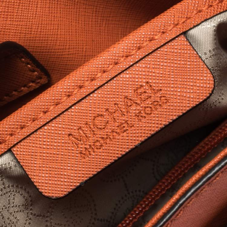 Pre Owned Michael Kors Orange Leather Hamilton East West Tote