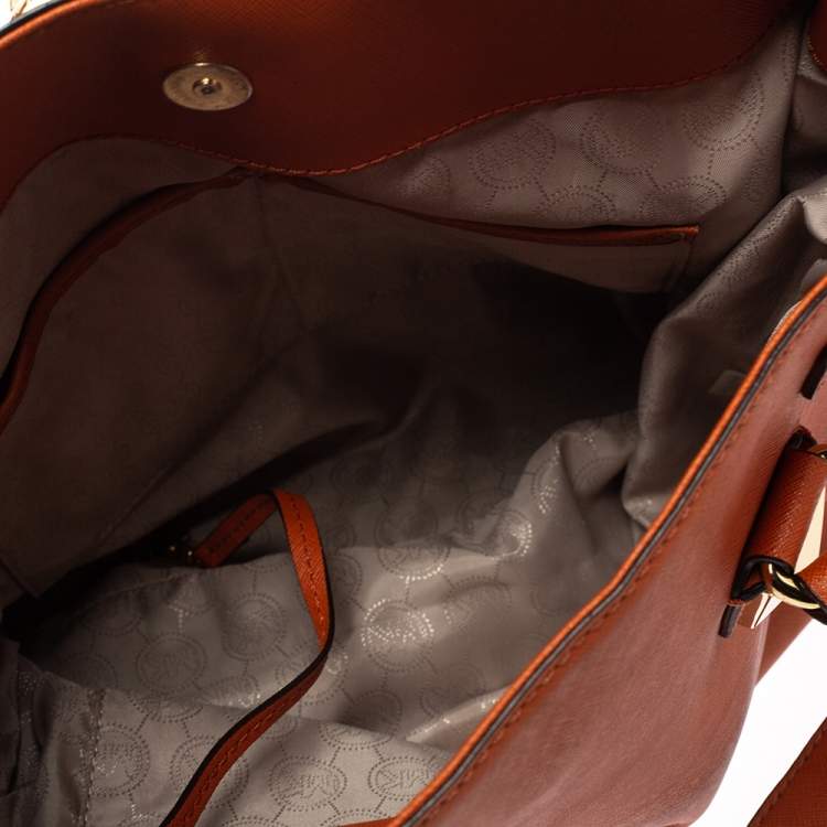 Pre Owned Michael Michael Kors Orange Leather Large Studded Hamilton Tote