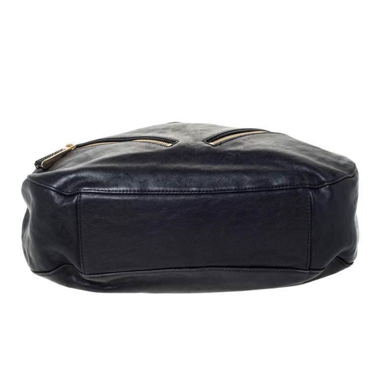 Pre Owned MICHAEL Michael Kors Black Leather and Snakeskin Effect Evie Shoulder Bag
