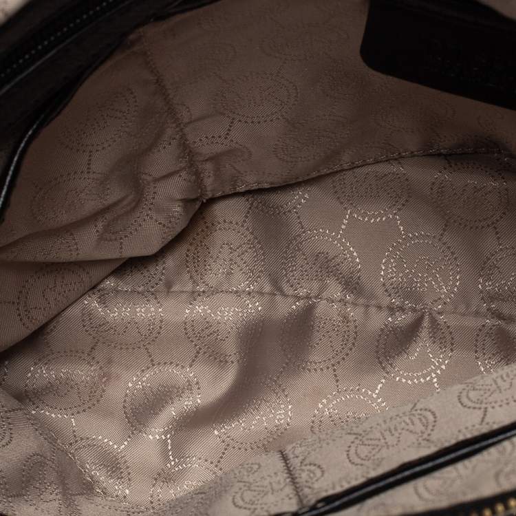 Pre Owned MICHAEL Michael Kors Beige/Black Canvas and Leather Hobo