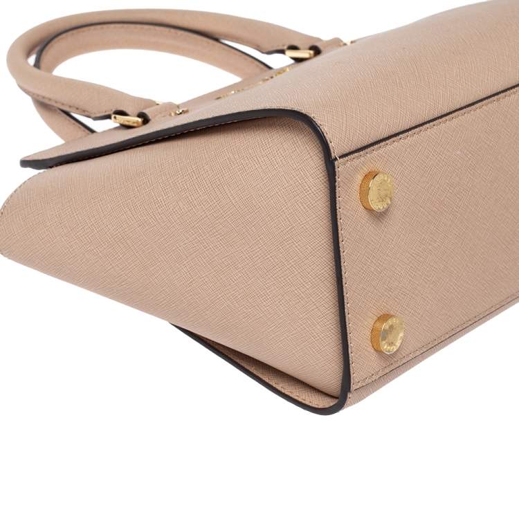 Pre Owned MICHAEL Michael Kors Beige Leather Medium Selma Satchel