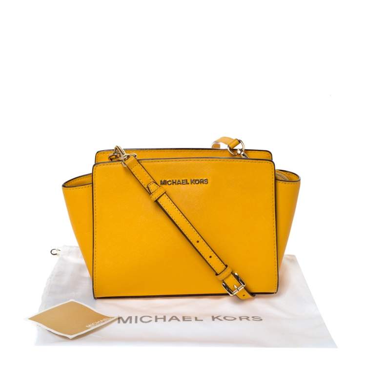 Pre Owned MICHAEL Micheal Kors Yellow Leather Small Selma Crossbody Bag