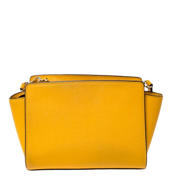 Pre Owned MICHAEL Micheal Kors Yellow Leather Small Selma Crossbody Bag