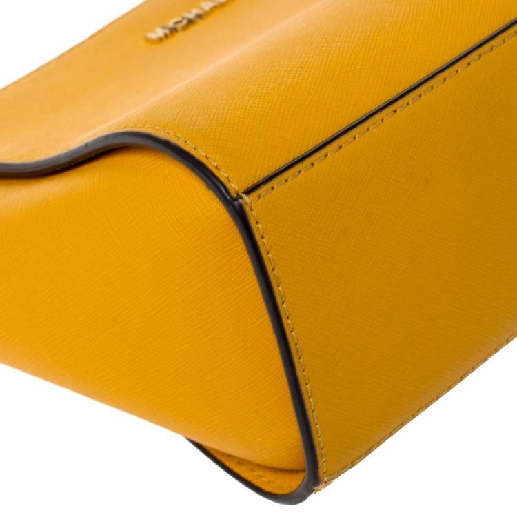 Pre Owned MICHAEL Micheal Kors Yellow Leather Small Selma Crossbody Bag