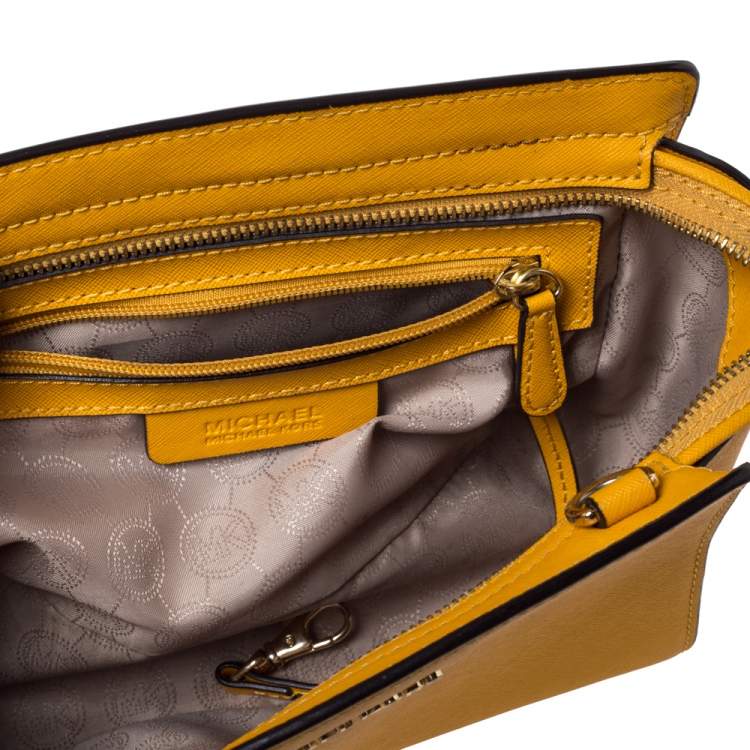 Pre Owned MICHAEL Micheal Kors Yellow Leather Small Selma Crossbody Bag