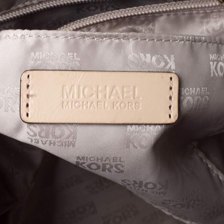 Pre Owned MICHAEL Michael Kors Gold Mirror Signature Leather Dome Satchel