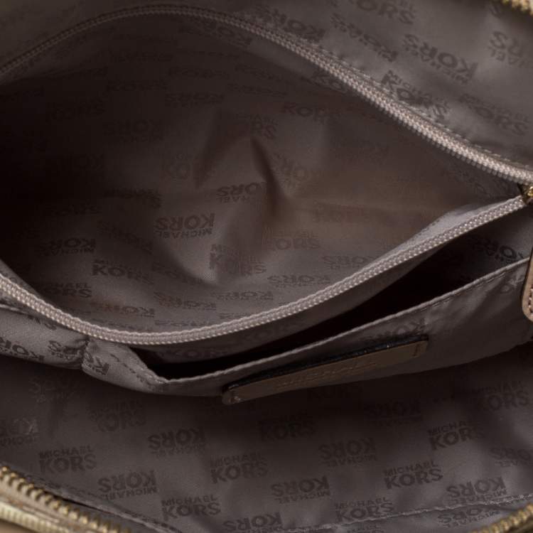 Pre Owned MICHAEL Michael Kors Gold Mirror Signature Leather Dome Satchel