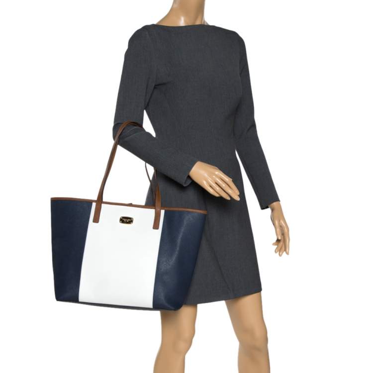 Pre Owned MICHAEL Michael Kors Multicolor Leather Colorblock Travel Tote