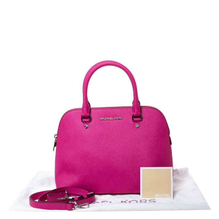 Pre Owned MICHAEL Michael Kors Fuchsia Leather Cindy Dome Satchel