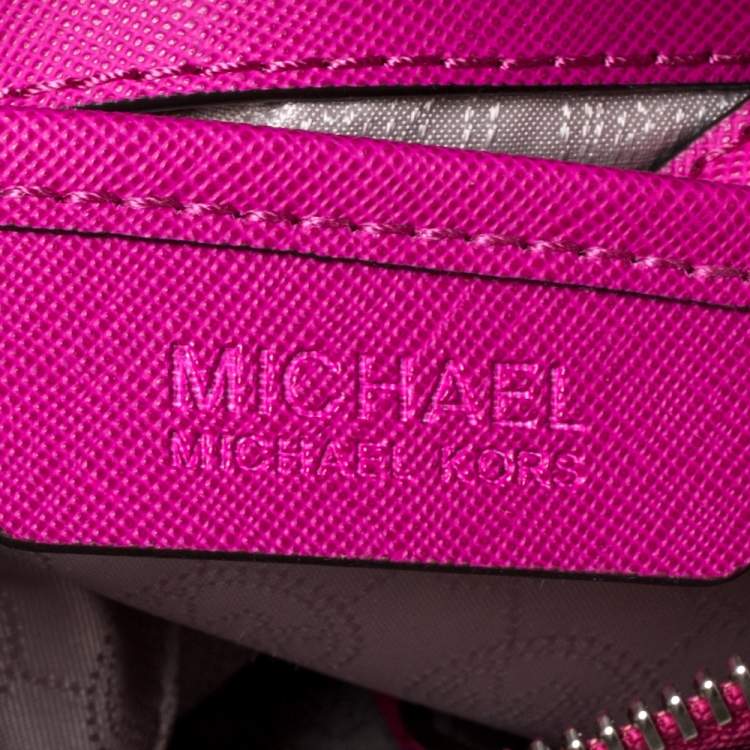Pre Owned MICHAEL Michael Kors Fuchsia Leather Cindy Dome Satchel