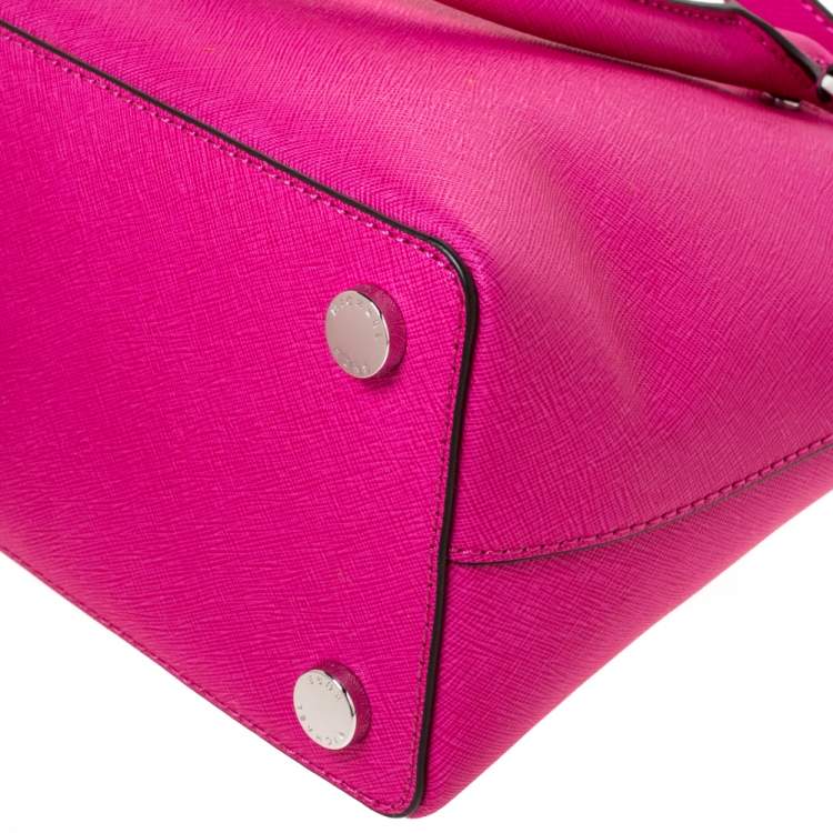 Pre Owned MICHAEL Michael Kors Fuchsia Leather Cindy Dome Satchel
