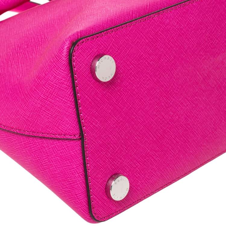 Pre Owned MICHAEL Michael Kors Fuchsia Leather Cindy Dome Satchel
