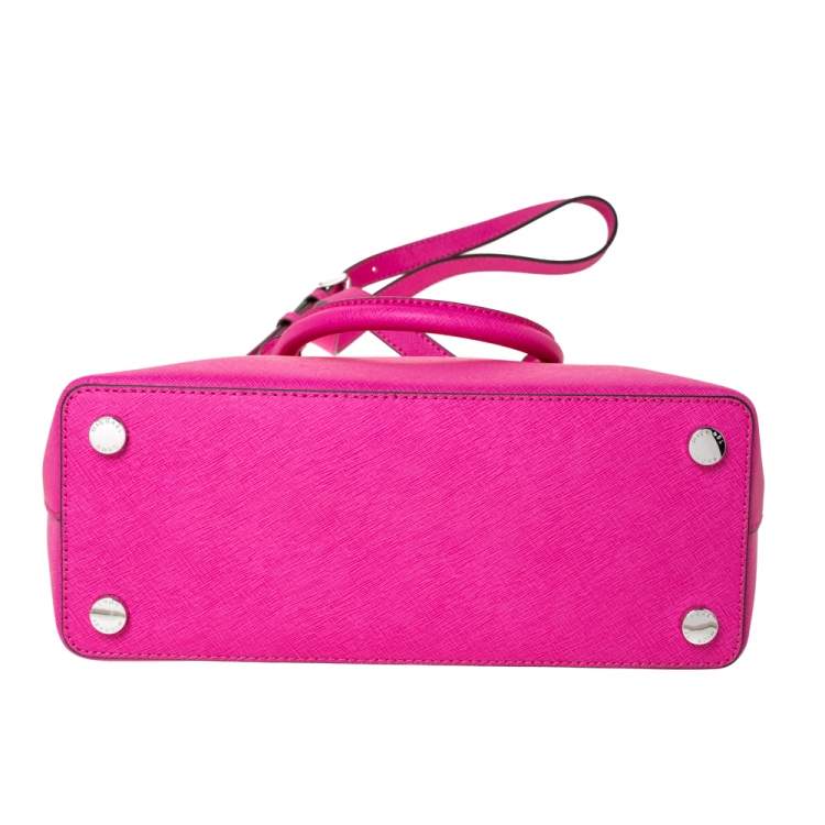 Pre Owned MICHAEL Michael Kors Fuchsia Leather Cindy Dome Satchel
