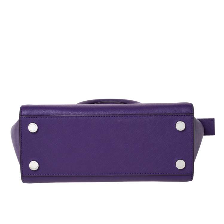 Pre Owned MICHAEL Michael Kors Purple Leather Medium Selma Satchel