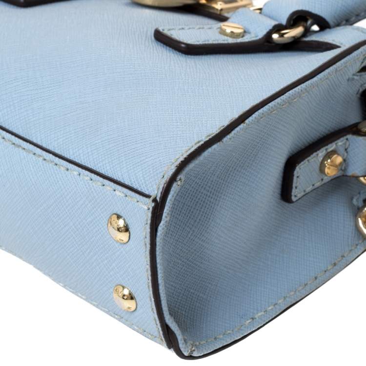 Pre Owned MICHAEL Michael Kors Sky Blue Leather Mini Hamilton Crossbody Bag   