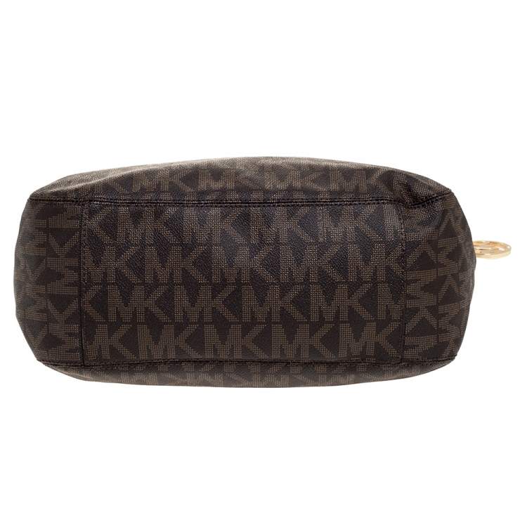 مملوكة مسبقًا Michael Michael Kors Brown Coated Canvas and Leather Lilly Chain Tote