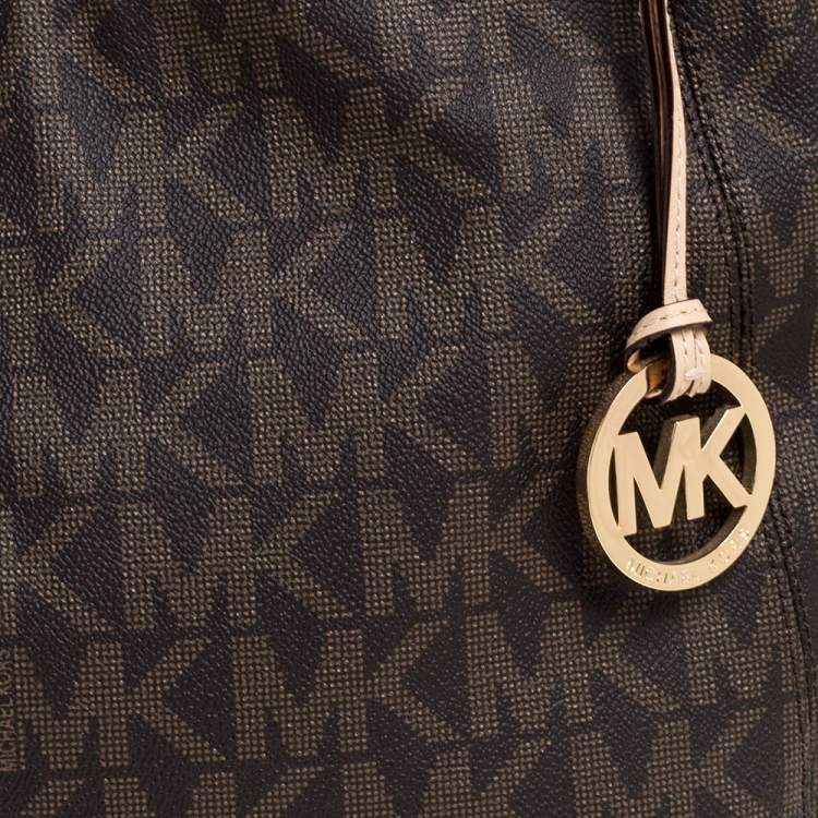 مملوكة مسبقًا Michael Michael Kors Brown Coated Canvas and Leather Lilly Chain Tote