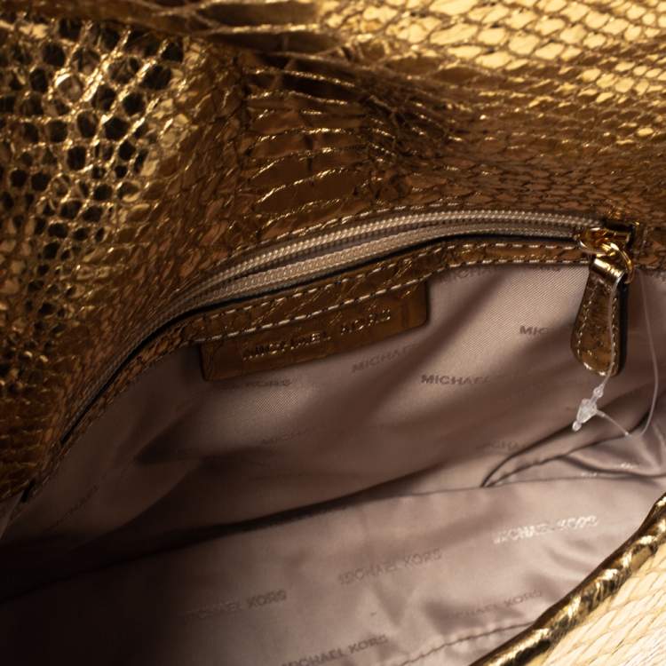 Pre Owned Michael Kors Tri Color Monogram Coated Canvas and Leather Kinsley Top Handle Bag
