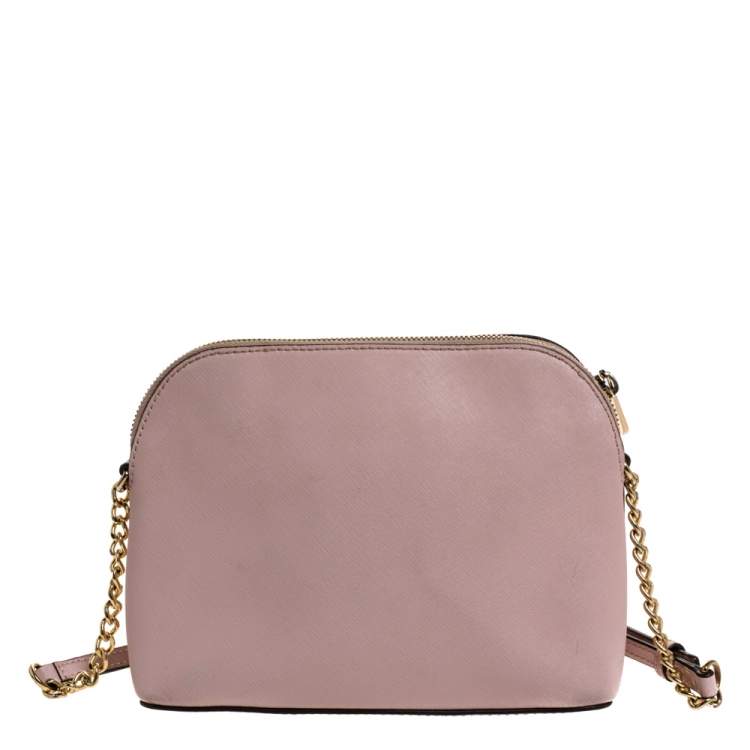 Pre Owned MICHAEL Michael Kors Light Pink Leather Cindy Dome Crossbody Bag