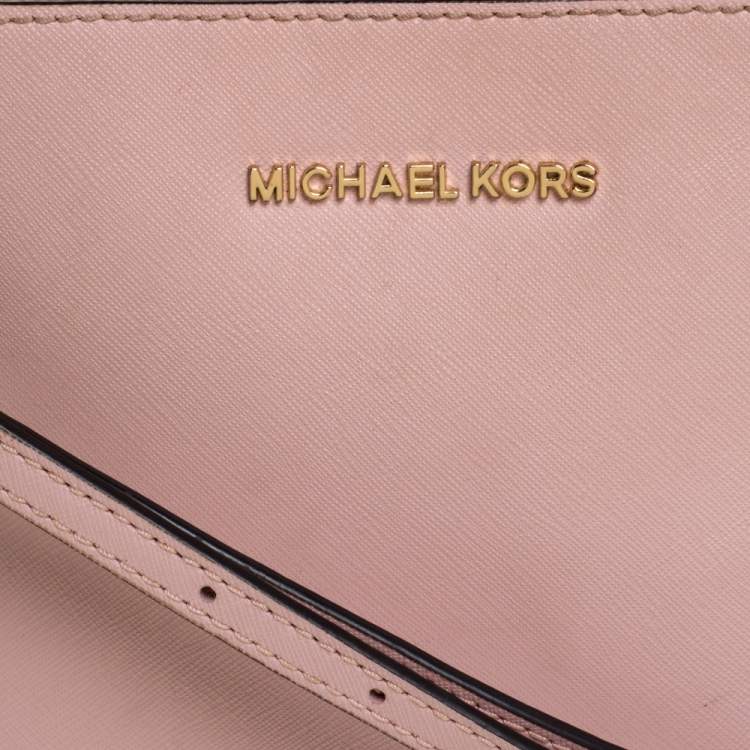 Pre Owned MICHAEL Michael Kors Light Pink Leather Cindy Dome Crossbody Bag