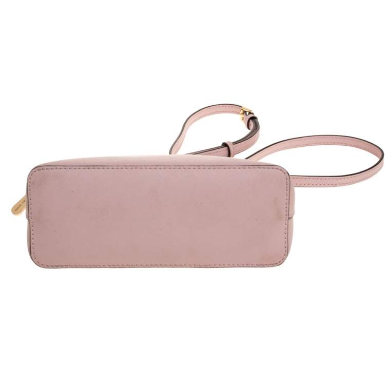 Pre Owned MICHAEL Michael Kors Light Pink Leather Cindy Dome Crossbody Bag