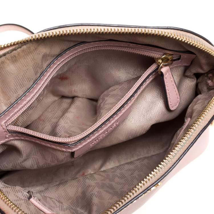 Pre Owned MICHAEL Michael Kors Light Pink Leather Cindy Dome Crossbody Bag