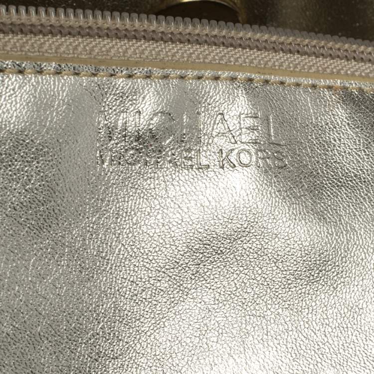 Pre Owned Michael Michael Kors Beige/Grey Python Effect Leather North South Tote