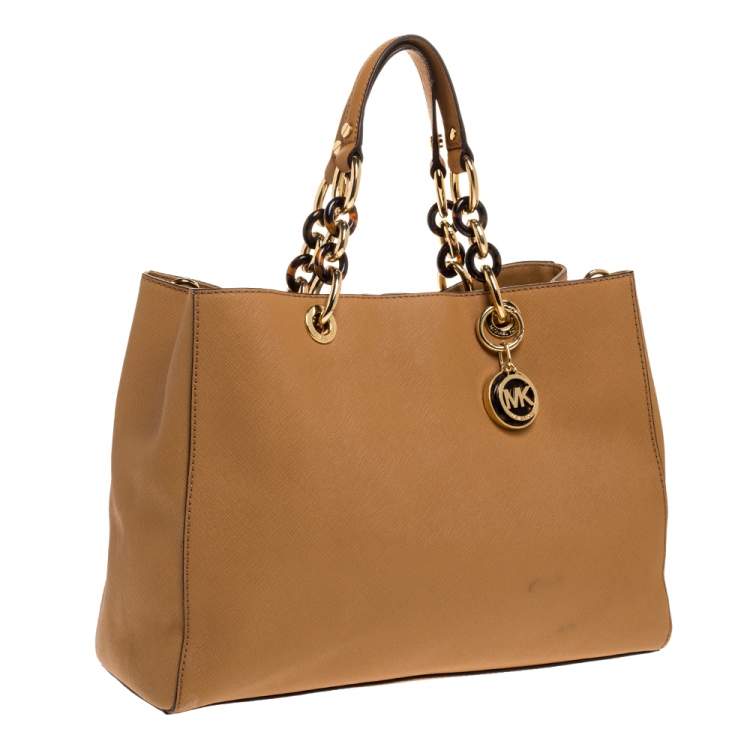 Pre Owned MICHAEL Michael Kors Tan Leather Large Cynthia Tote