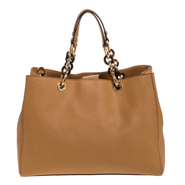 Pre Owned MICHAEL Michael Kors Tan Leather Large Cynthia Tote