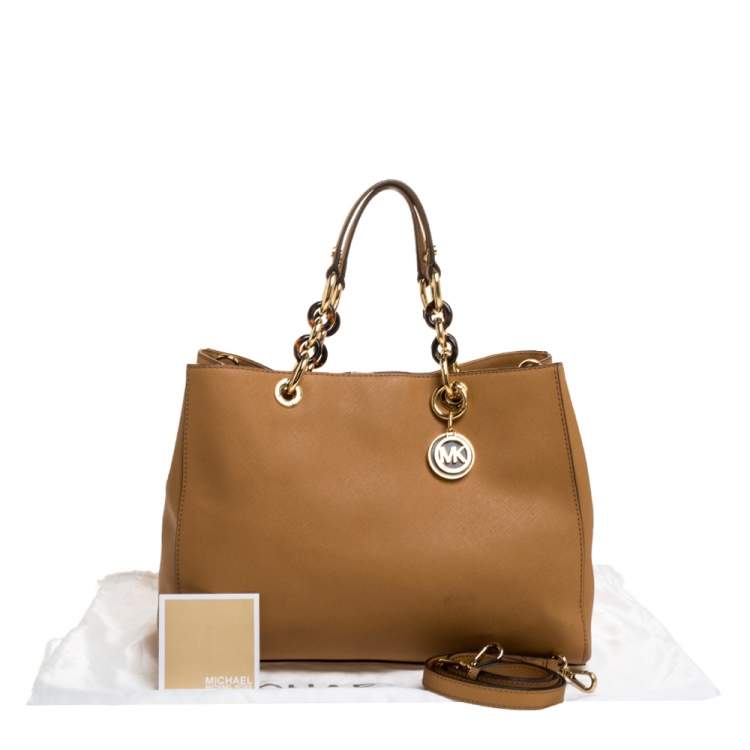 Pre Owned MICHAEL Michael Kors Tan Leather Large Cynthia Tote
