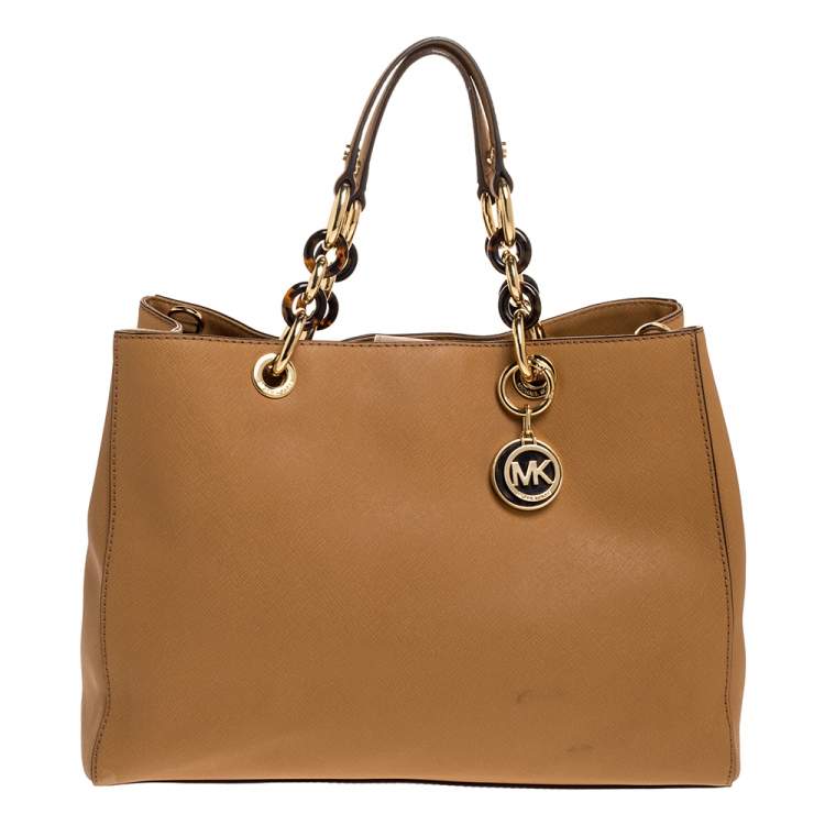 Pre Owned MICHAEL Michael Kors Tan Leather Large Cynthia Tote