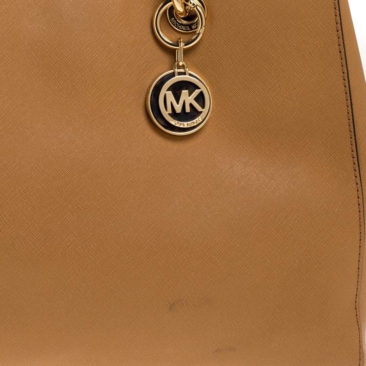 Pre Owned MICHAEL Michael Kors Tan Leather Large Cynthia Tote