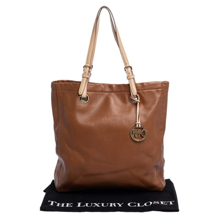Pre Owned MICHAEL Michael Kors Brown Leather Jet Set North South Tote
