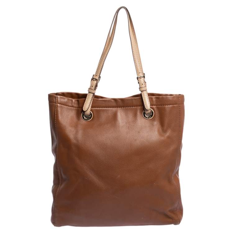 Pre Owned MICHAEL Michael Kors Brown Leather Jet Set North South Tote