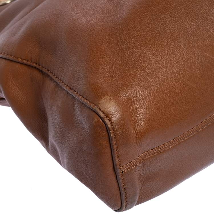Pre Owned MICHAEL Michael Kors Brown Leather Jet Set North South Tote