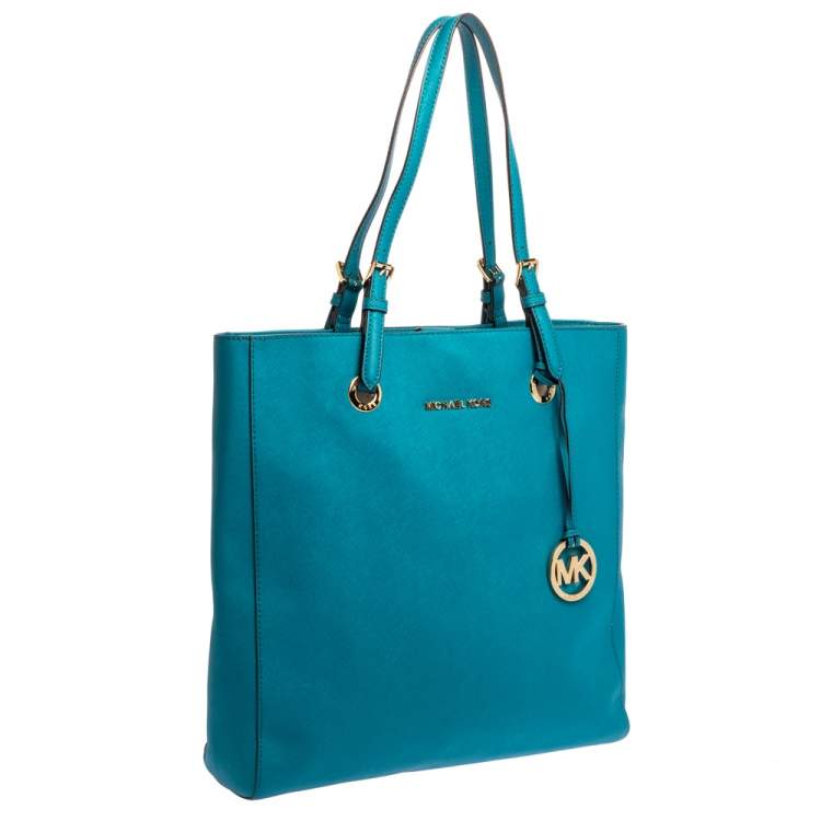 Pre Owned MICHAEL Michael Kors Blue Leather Jet Set North South Tote
