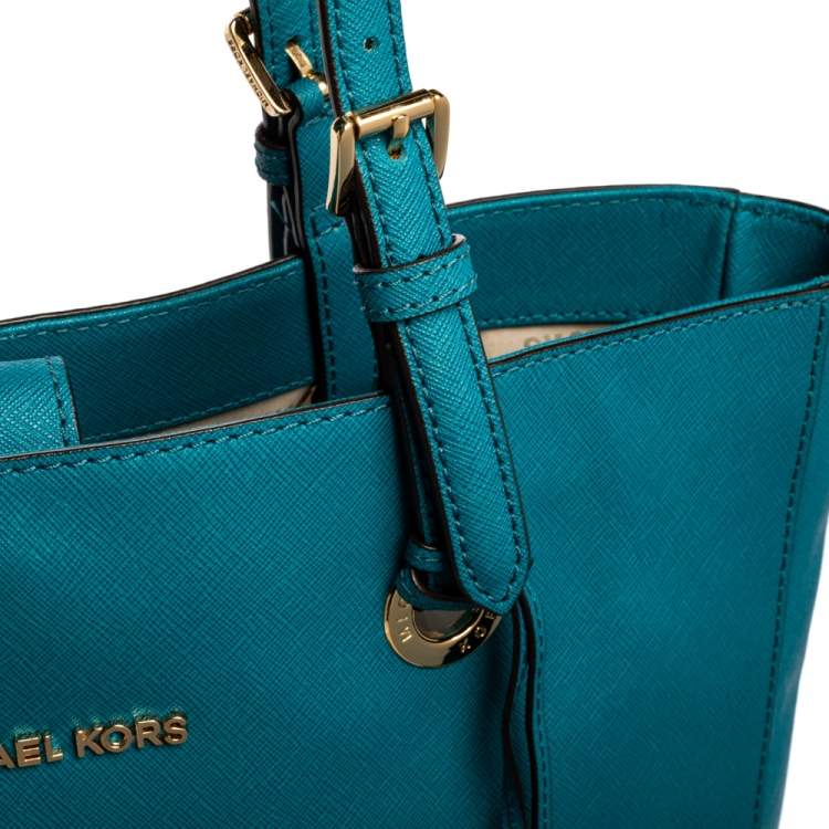Pre Owned MICHAEL Michael Kors Blue Leather Jet Set North South Tote