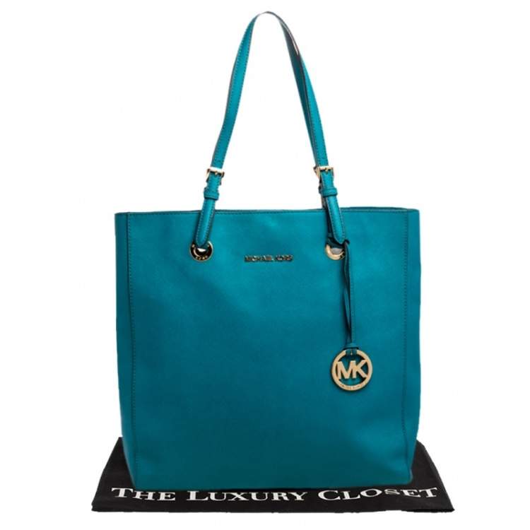 Pre Owned MICHAEL Michael Kors Blue Leather Jet Set North South Tote