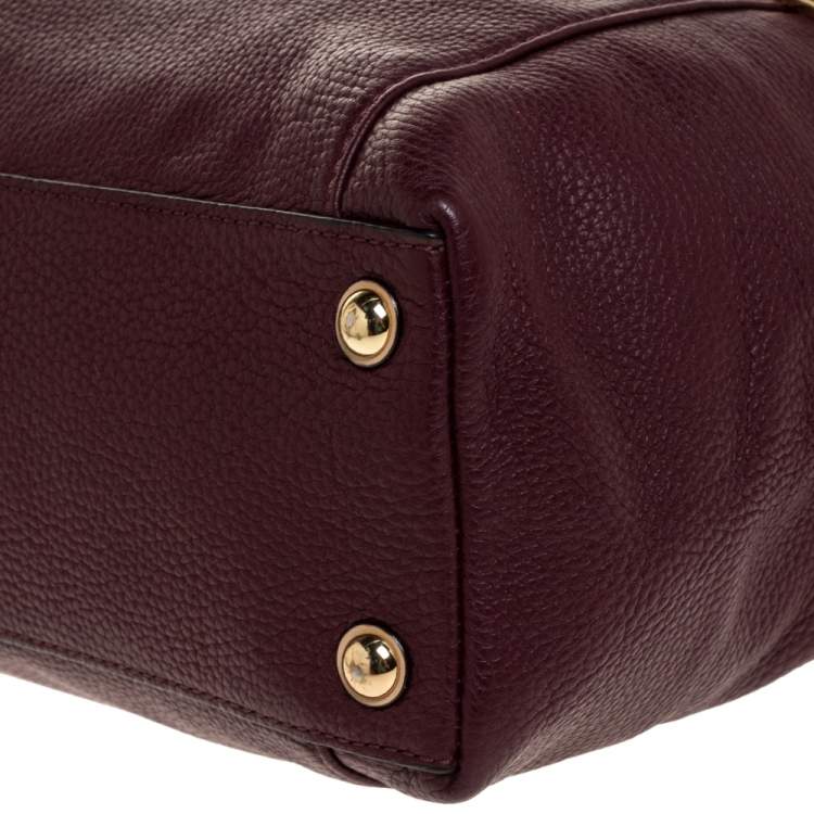 Pre Owned MICHAEL Michael Kors Burgundy Leather Top-zip Jet Set Tote