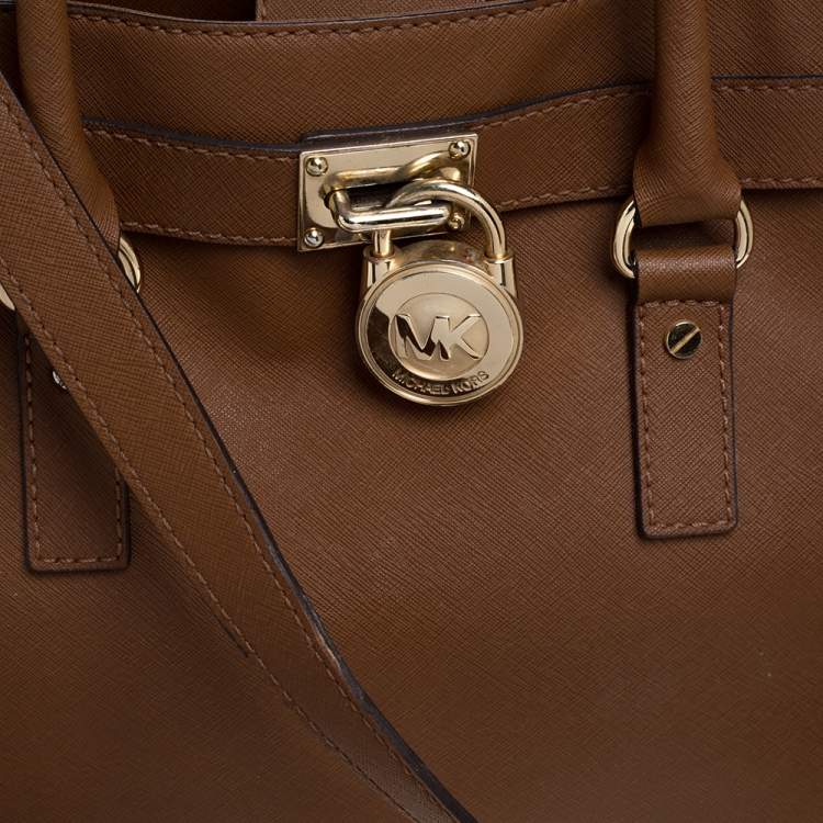 Pre Owned MICHAEL Michael Kors Brown Leather Large Hamilton North South Tote