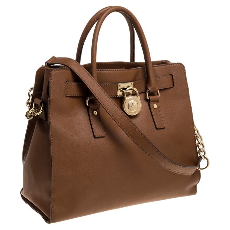 Pre Owned MICHAEL Michael Kors Brown Leather Large Hamilton North South Tote